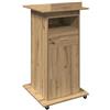 HETFTJN Podio da ufficio in legno di quercia artisan, 55 x 55 x 107 cm, con ripiani e 4 ruote, robusta durata e design moderno per casa, ufficio, soggiorno e corridoio