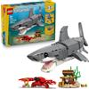 LEGO Creator 3in1 Fierce Shark with a Treasure Chest Toy - Sea Animal Figure Tra