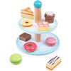 Bigjigs Toys Wooden Cake Stand with 9 Wooden Play Food Cakes - Quality Toy Food