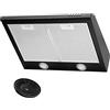 4BIG.fun Cappa aspirante con filtro, cappa aspirante, cappa sottostrutto, aria di scarico/ricircolo, larghezza 60 cm, colore: nero, alloggiamento in acciaio inox, illuminazione a LED [classe energetica C]