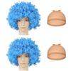 NYGGTYK Parrucche africane blu 2 pezzi con 2 retine di parrucca, parrucca pazza, capelli ricci unisex, capelli sintetici, accessori per costumi, look mascherato