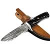 COLTELLO ARTIGIANALE LAMA FISSA IN ACCIAIO DAMASCO DA CACCIA COLLEZIONE FODERO
