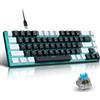Goshyda Tastiera da Gioco Meccanica al 65%, Tastiera Meccanica Cablata a 68 Tasti, Retroilluminazione Blu Ghiaccio, Tastiera da Gioco a Doppio Colore, Cavo USB Rimovibile, Asta Blu