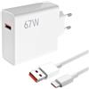 Seefey 67W Caricabatterie rapido USB con cavo USB C 1M, adattatore di ricarica, caricatore telefonico per Xiaomi 14T 13T Mix Flip Mix Fold 3 POCO M6 X6 X5 X4 F5 X3 GT 13 Lite 12S Ultra 12 Lite Redmi Note 13