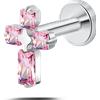 NovaNavel Piercing orecchio/naso/bocca croce gotica rosa in argento