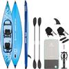 AQUASTIC Monroy 14'0 - Kayak gonfiabile e SUP Hybrid Drop-Stitch, 2 camere a V coje, stabile, portata fino a 250 kg, attrezzatura: 2 posti, pagaia, pompa, zavorra, zaino