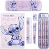 Disney Astuccio per bambini Lilo & Stitch con matite colorate, articoli di cancelleria, set regalo