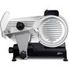 H.Koenig MSX252 Affettatrice elettrica professionale, lama da 25 cm, taglio regolabile 0-12 mm, affilatoio integrato, ampia superficie di taglio, 282 giri/min - Nero