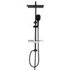 Görbach Colonna Doccia senza Miscelatore, Colonna Doccia Acciaio Inox con Saliscendi Doccia Altezza Regolabile 74-114cm, Set Doccia a Pioggia con Doccetta e Mensola, Soffione 25x25cm, Nero