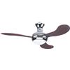 Zephir, Ventilatore da Soffitto, 3 Pale in Legno, Ventilatore con Luce, diametro 132 cm, Funzionamento con Telecomando, Funzione Reversibilità, Colore Wengè