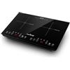 NutriChef Piano Cottura Induzione 3600 Watt, 2 Zone Riscaldamento, Vetro Temperato, Controllo Temperatura 80-240°C, Timer Fino a 4 Ore, Sicurezza Bambini, Compatto