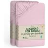 NatureMark Lenzuolo con angoli elasticizzati per bambini, 70 x 140 cm, morbido jersey, 100% cotone, set da 2 per culla e culla, rosa