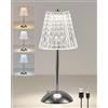 HARPER LIVING Lampada da tavolo LED ricaricabile a batteria, 3 colori e intensità variabile, lampada da comodino con finitura cromata lucida, lampade tattili senza fili per camera da letto, soggiorno