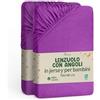 NatureMark Lenzuolo con angoli elasticizzati per bambini, 70 x 140 cm, morbido jersey, 100% cotone, set da 2 per culla e culla, viola
