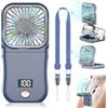 DDKJ Ventilatore Portatile USB Ricaricabile,Ventilatore Piccolo Pieghevole con 4000mAh Batteria Autonomia 8 Ore e USB-C, 3 Velocità Regolabili, Display LED, Leggero con Cordino per Campeggio e All'aperto