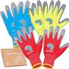 ZWERKZEUG Set di 3 paia di guanti da lavoro per bambini con strato di lattice naturale e tessuto elastico, palmo rivestito in gomma, guanti protettivi multicolori resistenti e confortevoli per vari usi