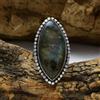 Straordinario Pietra Labradorite 925 Argento Sterling Handmade Anello All Misura