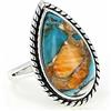 Anello In Argento Sterling 925 Fatto A Mano Pietra Turchese Goccia, Misura Tutte