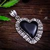 Bello Onice Nera Cuore Gemma 925 Argento Sterling Fatto a Mano Ciondolo