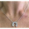Collana in Argento 925 Rodiato con pendente ferro di cavallo con Zirconi