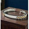 Bracciale Uomo Acciaio inox Anallergico maglia modello Rolex con dettaglio Oro