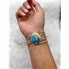 Cuff Argento Sterling 925 Fatto A Mano Con Pietra Cuprica Turchese Naturale