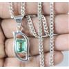 Pendente Fiocco In Argento 925 Con Grandidierite Naturale Verde 12,39 Ct