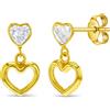 In Season Jewelry 14k Oro Giallo Zirconia Cubica Dolce Cuore Pendente Orecchini a Lobo per Young E