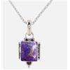 Bello Ciondolo In Argento Sterling 925 Con Gemma Di Turchese E Rame Viola S- 185