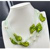 Collana in Argento 925 Nickel Free con Tulle Perle e Foglie in vetro di Murano