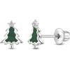 In Season Jewelry Sempreverde Natale Albero Bambini/Ragazze Orecchini Vite Back - Argento Sterling