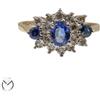 Anello in oro giallo bianco 9 Kt 375 zaffiro diamanti 0,24 ct -348/VE-