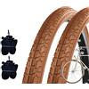 ECOVELO 2 Copertoni Marroni + 2 Camere D'Aria Deestone 700 X 40 C - 42 C (42-622) Per Bici Stradale Vintage Uomo Brown