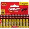 Eveready Energizer Gold - Batterie AAA (20 pezzi) - Batterie tripla A - alcaline da 1,5 V - Alimentazione affidabile per dispositivi quotidiani - Durata di 10 anni