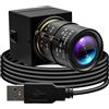 ALPCAM Videocamera USB 1080P con obiettivo varifocale da 2,8-12 mm, webcam 0,01 Lux in condizioni di scarsa illuminazione H.264 IMX323 per videoconferenza, Plug & Play per Windows/Linux/Mac