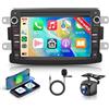 Hodozzy 2GB 64GB Android Autoradio per Renault Dacia Logan Dokker Duster Sandero Lodgy Captur Symbol Lada Xray Radio Carplay Android Auto, 7 Pollici Touchscreen GPS WiFi, Bluetooth FM/RDS Retromarcia
