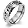 MERTTURM Anello Uomo, Anelli in Acciaio Inossidabile con Rune Vichinghe, Nero/Argento/Oro-Anello di Matrimonio con Rune Norrene, Gioielli per Uomo, Regalo per la Festa del Papà/San Valentino/Natale