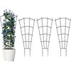 Thealyn Tralicci per Piante da Interno, Set da 4, 60/81/109 cm, Supporto in Metallo a Ventaglio, Nero (Nero, 109 cm)