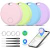aowoka Smart Tracker Tags 4 Pezzi, Funziona con Apple Dov'è (Solo iOS), Localizzatore Bluetooth Trova Oggetti 365 Giorni, Batteria Sostituibile, Impermeabile IP67, Chiavi/Portafoglio/Bagagli/Valigie, Colore