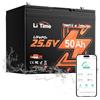 LiTime Batteria al Litio 24V 50Ah per Barche, Batteria LiFePO4 con Bluetooth e Protezione Bassa Temperatura, 4000-15000 Cicli Profondi, Energia 1280Wh, Perfetta per Motori da Traina, Nautico, Yacht
