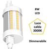 Ideal Lux R7s Lampadina Lineare Decentrata a led 8w Luce Calda 3000k Dimmerabile Ideallux