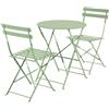 Salmar Set Bistrot da Giardino Verde Menta con Tavolo e 2 Sedie Pieghevoli in Ferro