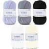 iEGrow Filato per uncinetto (50 g x 5 Colori), Lana Gomitoli a 5 fili, Filato per Maglieria e Uncinetto, Kit di Lana per Maglieria e Artigianato, Filato Acrilico Super Morbido per Principianti e Bambini 05