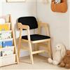 HUOLE Seggiolone Pappa in Legno, Sedia da Bambini per Studio e Mangiare, Altezza Regolabile da 35 a 51 cm, Carico da 90KG, per Bambini 8+ Mesi (48 * 46 * 78 cm - Nero (2 pezzi))