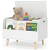 RELAX4LIFE Baule Portagiochi per Bambini in Legno con Libreria, Coperchio Ribaltabile, Cerniera di Sicurezza, per Cameretta, Sala Giochi, 60 x 40 x 43cm (Bianco)