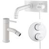 JACUZZI - RUBINETTERIA Set lavabo a muro con piastra e bidet con incasso doccia con deviatore bianco opaco Gun di Jacuzzi - Rubinetteria