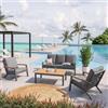 DEGHI Set relax 5 posti in alluminio antracite con cuscini e dettagli effetto legno - Aurity