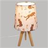 DEGHI Lampada da tavolo 24 h cm per bambini in legno di pino e paralume in cotone con fantasia