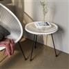 DEGHI Tavolino rotondo da interno 50 cm in corda bianca e piano in vetro - Kalimba
