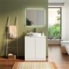 DEGHI Mobile bagno a terra 80 cm bianco opaco cannettato con ante e top - Clark